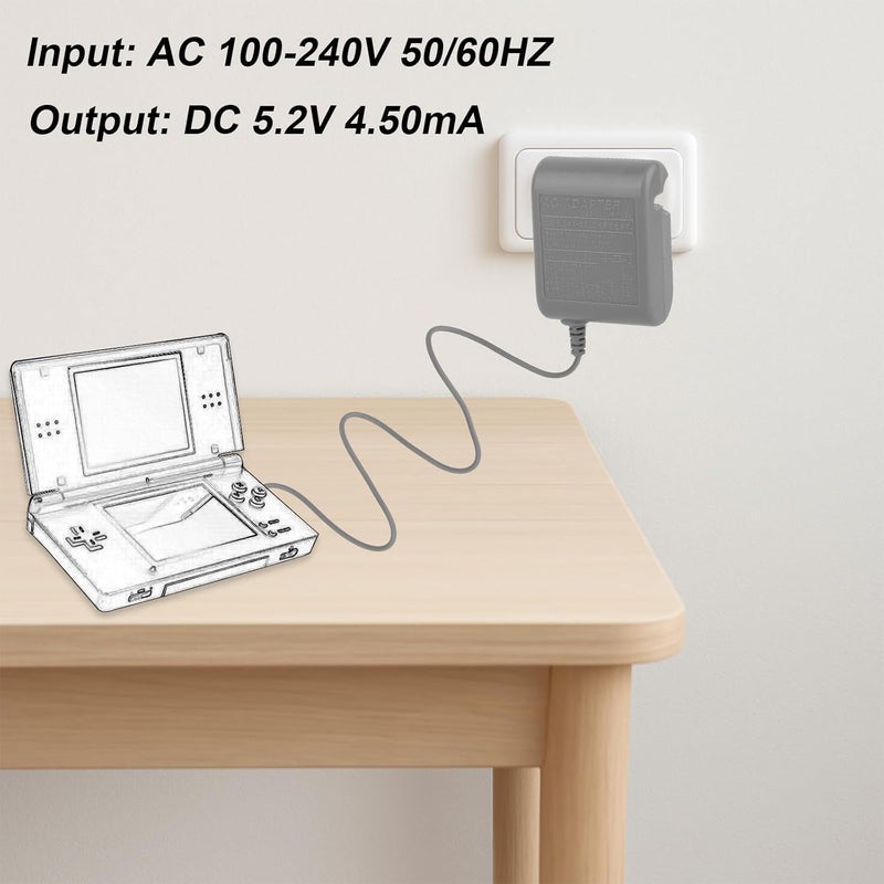 BTFO DSL Charger, 3.95ft Long DSL AC Power Adapter 100-240V Wall Plug Adapter Cord Accessories for DS Lite - Image 4